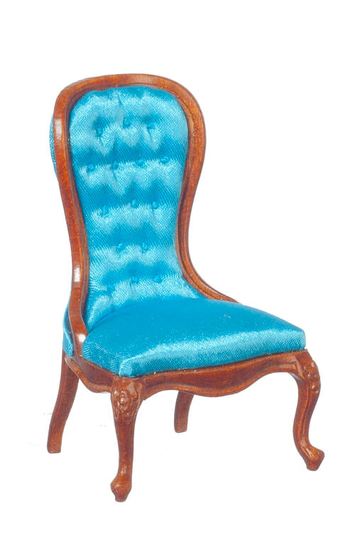 Spoonback Slipper Chair - Blue & Walnut
