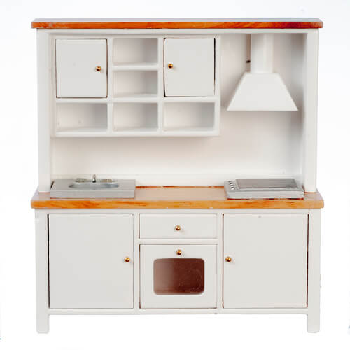 Kitchen Sink - Stove - Cabinet - White & Oak