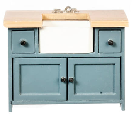 Kitchen Sink Cabinet - Blue & Oak