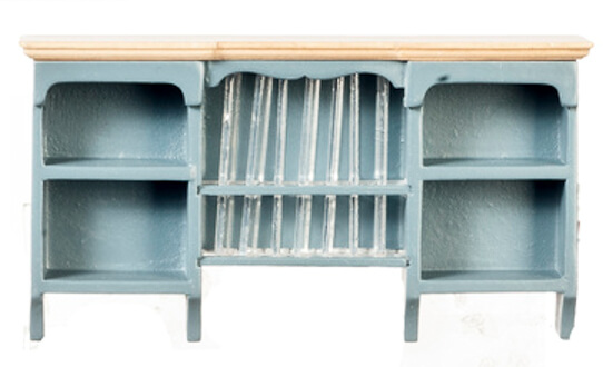 Kitchen Plate Holder Wall Cabinet - Blue & Oak