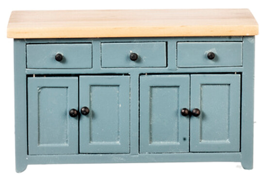 Kitchen Counter Cabinet - Blue & Oak