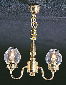 (image for) 2 Up-Arm Clear Globe Chandelier