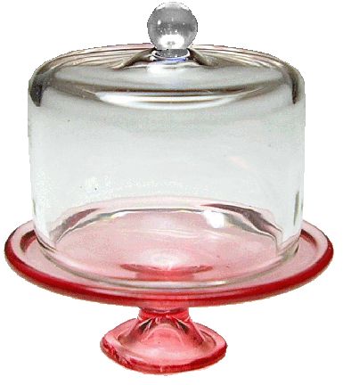 Pink Glass Cake Stand on Pedestal