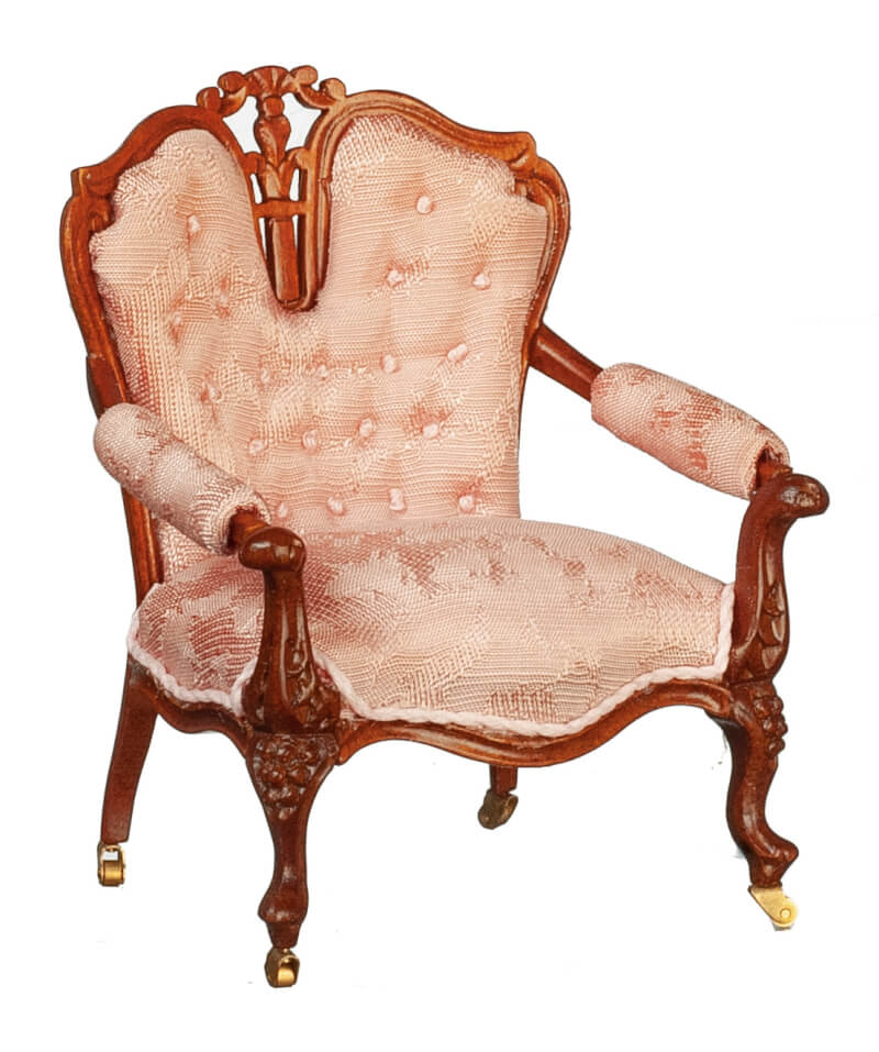 Queen Anne Upholstered Armchair - Walnut