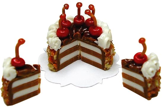 1/2in Scale Chocolate & Cherry Top Cake Cut