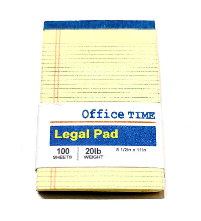 Office Time Lined Legal Pad - Yellow
