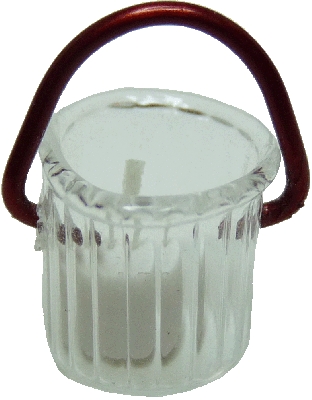 Glass Hanging Lantern with White Candle - Non-Electric