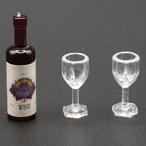 (image for) Wine Bottle w/ Glasses 2pc - Clear