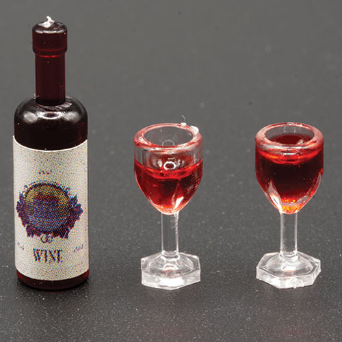 (image for) Red Wine Bottle w/ Glasses 2pc - Clear - Filled