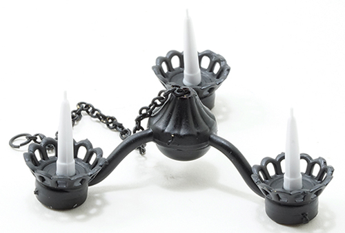 Wrought Iron Candle Chandelier - Black Non-Working