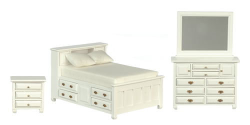 Double Bedroom Furniture Set - White - 3pc