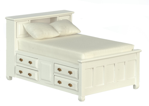Double Bed w/ Drawers - White