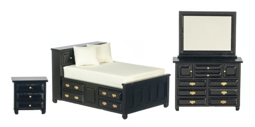 Double Bedroom Furniture Set - Black - 3pc