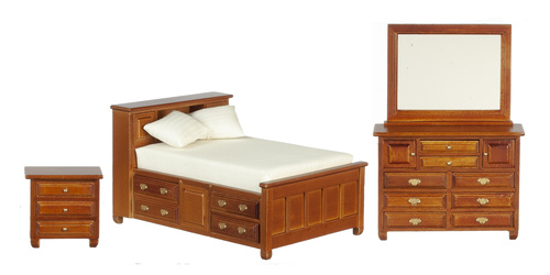 Double Bedroom Furniture Set - Walnut - 3pc