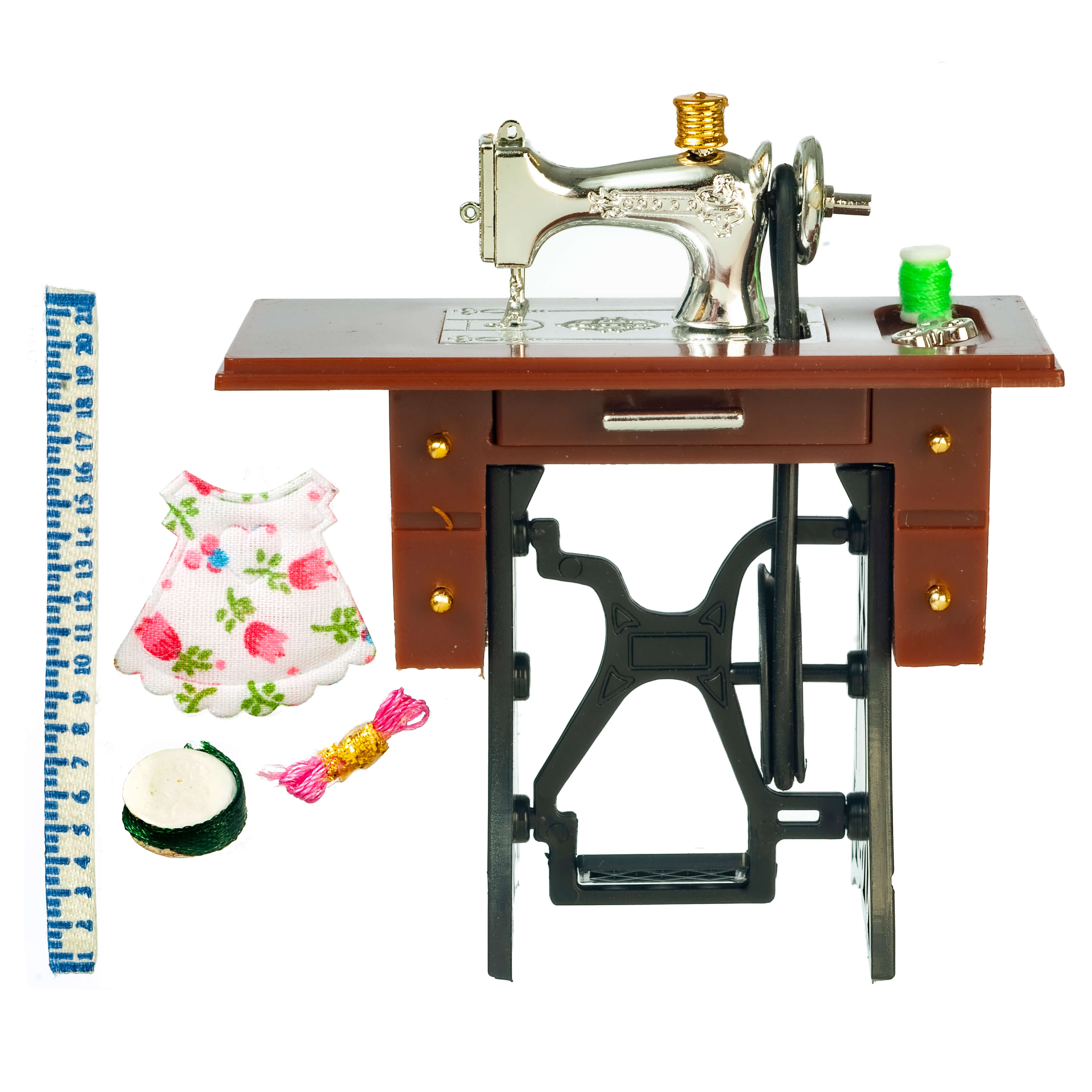 Sewing Machine Cabinet & Accessories Set - Silver