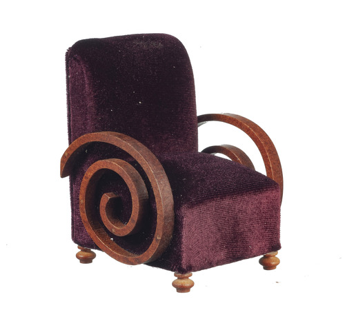 Art Deco Chair - Red & Walnut