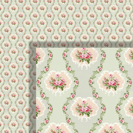 (image for) 1/2in Scale Pale Pink & Green Mosaic Wallpaper