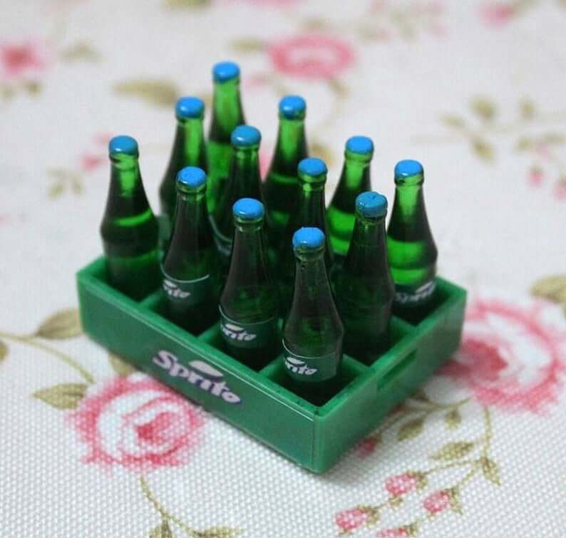 12 Miniature Sprite Bottles in a Sprite Crate