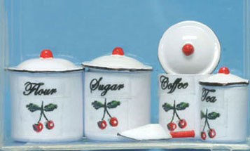 4pc Cherry Canister Set w/ Scoop
