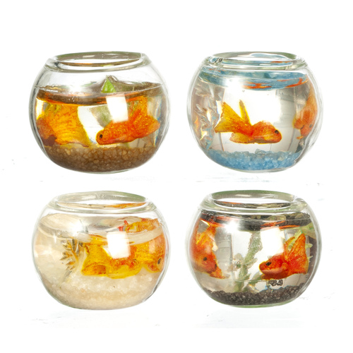 1/12 Dollhouse Miniature Accessories Mini Resin Fish Bowl Simulation GoldfishWM 