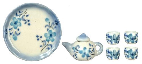 Ceramic Tea Set Blue 7pc