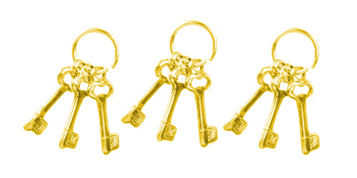 Keys on Keyring Gold 3pc