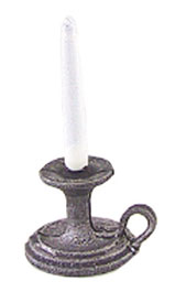 Candle Holder w/ White Candle Silver