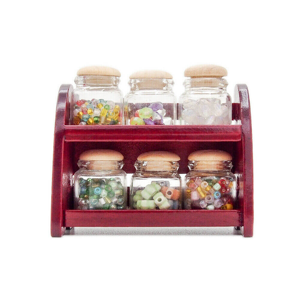 Canister Rack w/ 6 Glass Canisters Filled