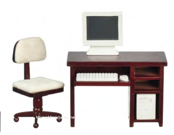 Computer Desk 6pc Set - Mahogany