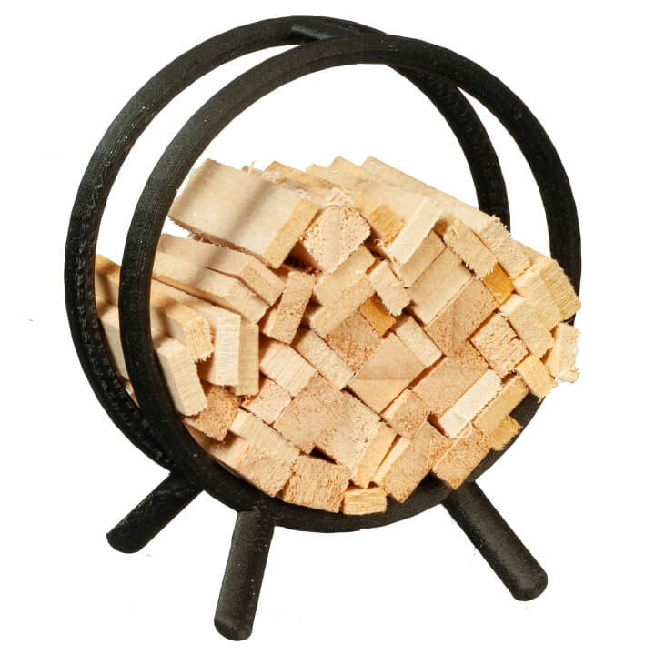 Circle Fireplace Log Rack w/ Firewood