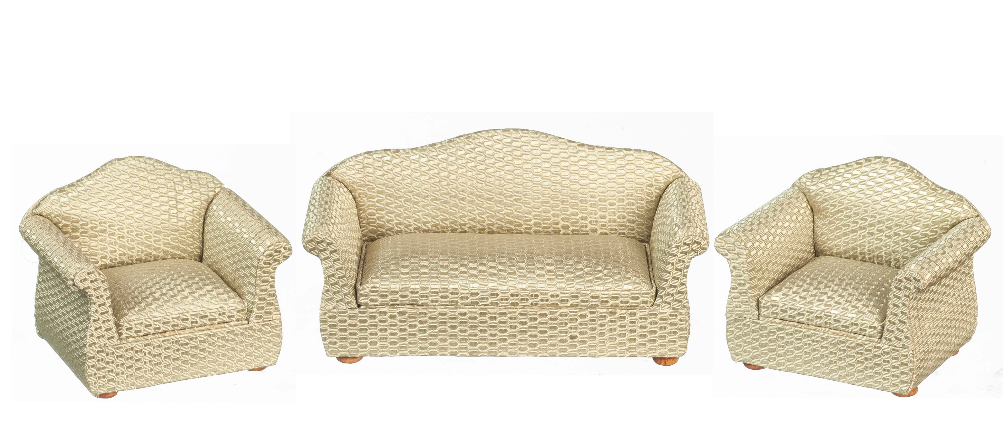 Living Room Furniture Set - Tan Fabric Upholstery - 3pc