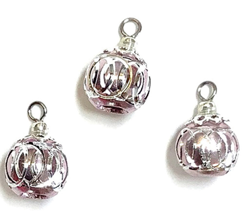 Barely Rose Rings Ball Tree Ornaments 3pc Set