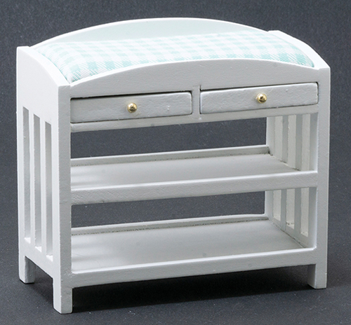Slatted Baby Changing Table - White w/ Blue