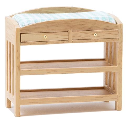 Slatted Baby Changing Table - Oak w/ Blue