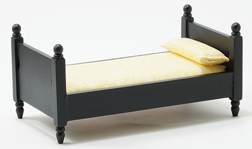 Single Bed - Black & Yellow Fabric