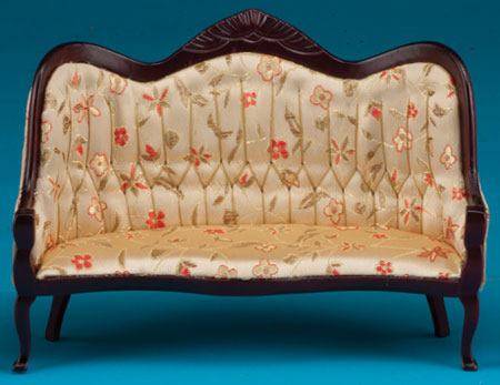 Victorian Sofa w/ Floral Fabric - Mahogany