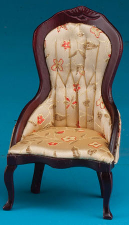 Victorian Ladys Chair w/ Floral Fabric - Mahogany