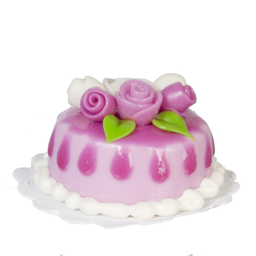 Round Pink Rose Decorated Cake