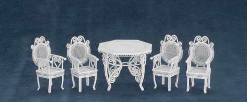 White Tea Table & Chair Set - 5pc