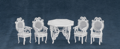 (image for) White Tea Table & Chair Set - 5pc