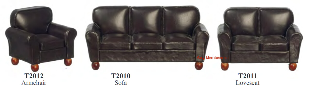 Brown Leather Living Room Furniture Set 3pc