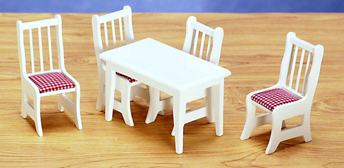 (image for) White Kitchen Table & Chairs w/ Red Seats