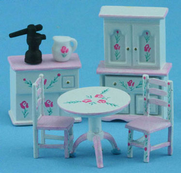 1/4in Scale Dinette Set - Handpainted - White