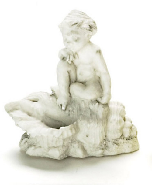 Gray Sitting Cherub Statue