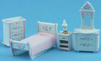 1/4in Scale Bedroom Set White w/ Pink