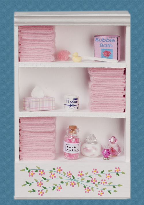 Bathroom Cabinet White & Pink w/ Accessories