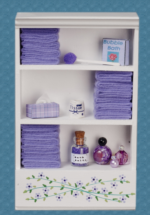 Bathroom Cabinet White & Lavender w/ Accessories