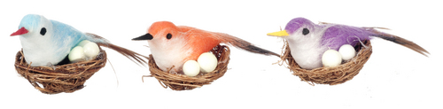 Nested Birds w/ Eggs 3pc