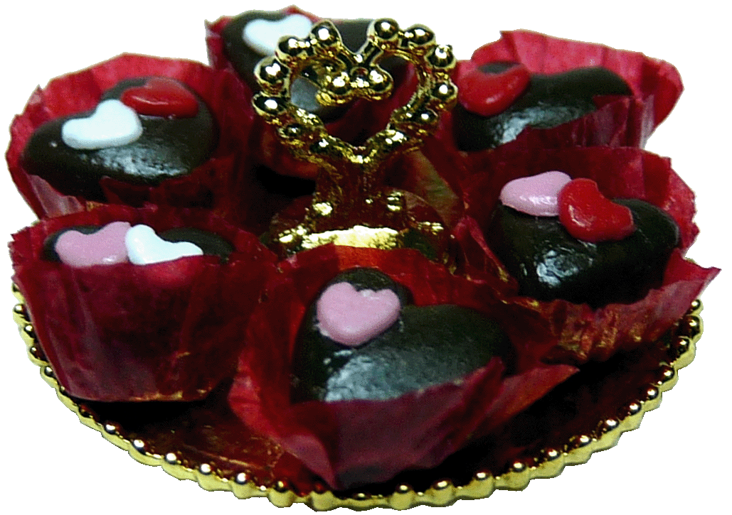 Chocolate Hearts on Gold Tray