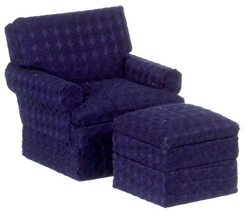 Chair & Ottoman - Navy Blue